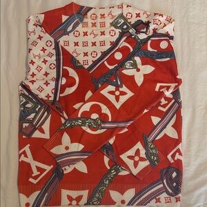 Red and White Patterned Sweater